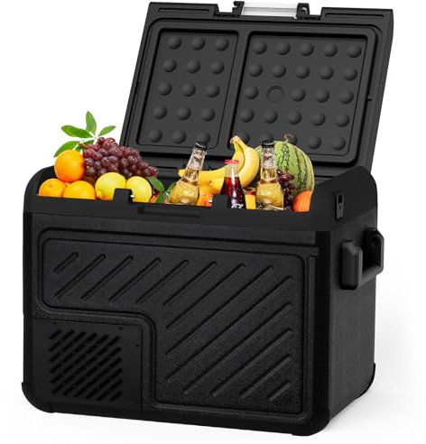 SHAREWIN Réfrigérateur de voiture portable 12 V 50 L/52 QT, compresseur de voiture avec 12/24 V CC et 110-240 V AC pour camion, camping-car, bateau, camping et voyage