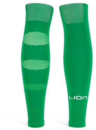 Performance Football Sock Sleeves - Premium LION BREATHE Technology - Breathable Mesh To Reduce Pressure On Calf Muscles (UK, Alpha, L, Green)