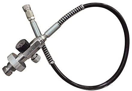 TAPMING Medidor de presión de aire inflable DIN (G5/8) adaptador de carga PCP para botellas de buceo con manguera de 60 cm para rellenar rápidamente botellas de HPA