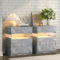 Cubehom Nachttisch 2 Stück Nachtschrank Nachtkommode mit LED und Holz 3 Schublade Modern Beistelltisch für Schlafzimmer, Wohnzimmer, Büro,Grau