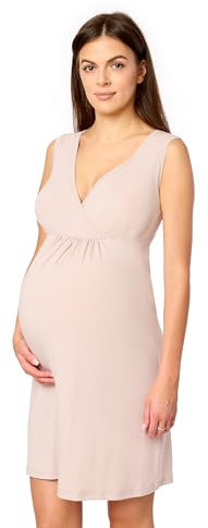 Merry Style Camicia da Notte Donna Gravidanza in Viscosa, Sottogonna Donna, Vestito Premaman Estivo, Leggera, Traspirante e Amichevole con la Pelle MS10-467 (Rosa Cipria, M)