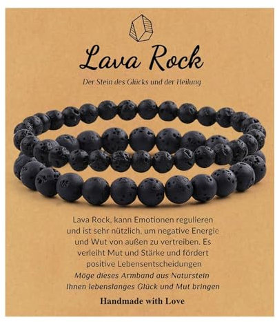 Heilende Kristall-Armband für Frauen Männer, 8mm und 6mm Naturstein Perlen Armbänder, Stress Relief Angst Yoga Armband bringt Glücksbringer Geschenk (Schwarz)