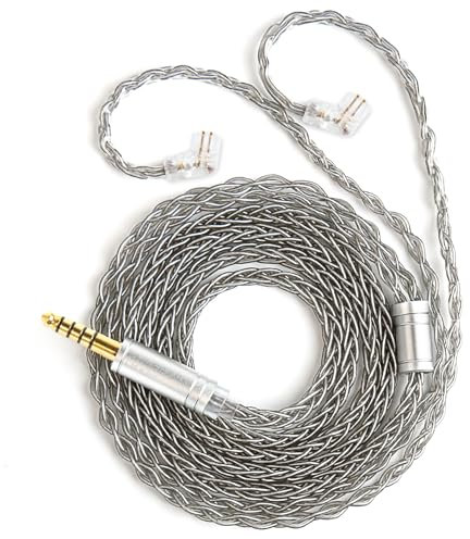 2 Meter QDC in Ear Monitor Cable, KZ ZS10 PRO IEM Extension Headphone Cable Cords for EDX PRO/Castor/CCA CRA, KBEAR ST12 Plus 8 Core 4N OFC Silver-Plated Wire (Grey, Recessed 2 Pins, 4.4mm Plug)