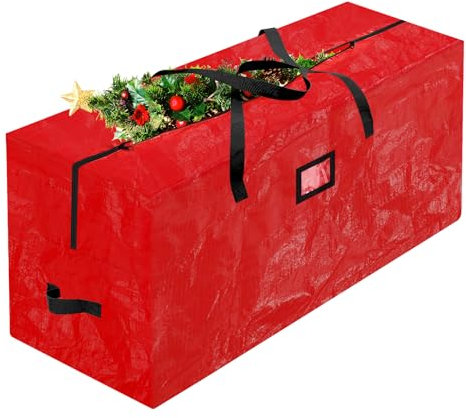 Evoio Christmas Tree Storage Bag, Heavy Duty Xmas Tree Bag with Zipper Fits 9 FT Tall Christmas Artificial Trees, Waterproof Xmas Storage Bag Protects from Dust, Red