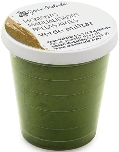 Pigmento Verde Militar en Polvo para Manualidades y Bellas Artes | Ideal para Crear Pinturas al Óleo, Acuarelas y Acrílicas | Alta Intensidad de Color y Fácil de Usar | 1000 cc