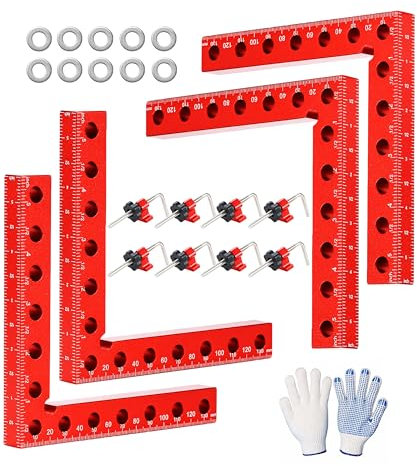 Artelio Corner Clamps for Woodworking, 90 Degree Corner Clamp, 4 Pack 5.5 x 5.5 Aluminum Right Angle Clamp Woodworking Tools, Clamping Squares for Cabinets, Picture Frames, Drawers, Box