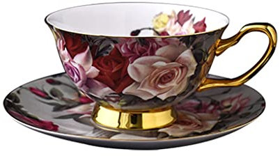 Vintage Rose Porzellan Kaffee- und Teetasse Cappuccino-Tassen-Set mit Untertasse