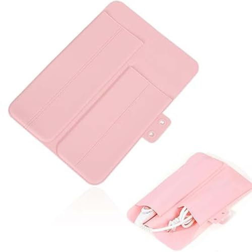 XOXVURI Custodia Per Ferro Arricciacapelli Hair Straighteners Heat Resistant Silicone Pad Bag Silicone Curling Iron Pad Foldable Travel Straightener Pad (Pink)