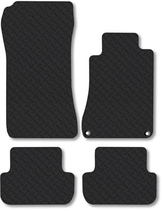 Mercedes CLK (2003-2010) [C209/A209] Heavy Duty Thick Rubber Car Mats Accessories Tailored Fit Front Rear Set Compatible Accessory Waterproof Durable Non-Slip 5mm Full Coverage Protection with Clips
