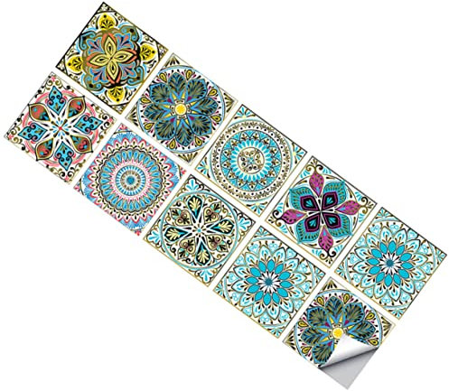 HOMSFOU 10blätter Mandala Fliesenaufkleber Selbstklebend Und Rutschfest Für Wohnraum Küche Bad Einfache Montage Vielseitig Einsetzbar Für Kreative Deko Ideen