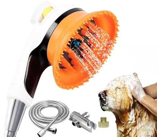 Duschkopf, Tiere, Set zur Reinigung von Haustieren mit Sprinkler | zarte Bürste, Duschkopf, Massagegerät, weiche Saugnäpfe, Hygieneartikel für Hunde, Katzendusche, weiches Fell, komplem
