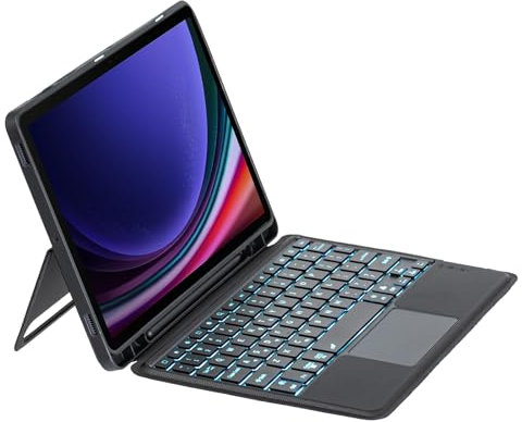 leleyo Keyboard Case for Samsung Galaxy Tab A9+ 11 Keyboard Trackpad, Backlit, Wireless with Detachable Case with Adjustable Stand, Pencil Holder for Tab A9+ 11(Black)