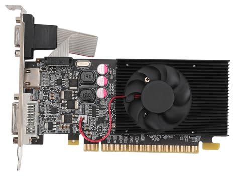 LICAEVEY Scheda Grafica da Gioco PCIE DDR3 da 2 GB a 64 Bit - GPU Desktop a Basso Profilo con Ventola di Raffreddamento, Porte HDMI/DVI/VGA, Compatibile con 10/11/7/8