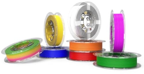 3D Drucker Filament Set, 1.75mm (± 0.03 mm) PLA Filament Bundle kompatibel mit den meisten 3D Druckern, enthält lila, grün, blau, gelb, weiß, irisierend, rot und orange, 200g/0.44lbs pro 8 Spulen Pa