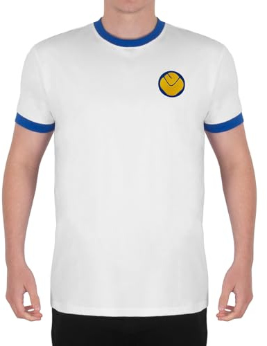 fan originals Leeds T-Shirt Mens Retro Crew Neck Smiley White XL