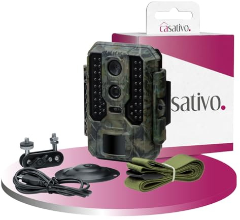 Casativo Profi 4K-Wildkamera mit IR-Nachtsicht-, Zeitraffer- & Timerfunktion, PIR Sensor, Dual Lens, Mikrofon, Multi-Shot, IP65