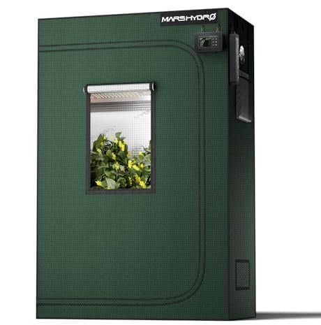 MARS HYDRO Growzelt Pro 120×60×180 cm, 2000D Polyester Verdickte Plane | hochreflektierendes Mylar, großes Sichtfenster. Halterungen für Controller und Steckdosen. Kompatibel mit TSL2000, SP3000.