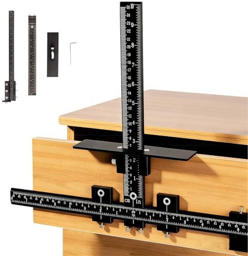 KINDLUME Plantilla de Taladro, Guia para Carpinteria, Posicionador Puertas de Cocina, Herramienta para Manijas, Plantilla de Aluminio de Precisión, para Manijas, Bisagras, Gabinetes, Cajones