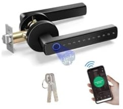 Cerradura Inteligente Puerta Exterior - 4 en 1 Cerradura Electronica, Huella Dactilar, App, Contraseña, Llave, Cerraduras para Protección Contraseña y Alarma de Batería Baja