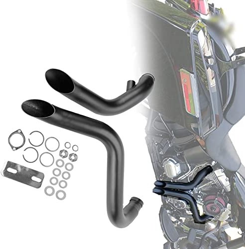 Black Chrome 2 Drag Pipes Exhaust For Harley Softail Dyna Sportster Chopper Bobber 1984-2017 Rear Steel Material