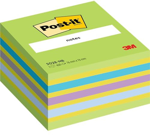 Post-it Notes Würfel, Blau und Grün, 450 Blatt 76 mm x 76 mm - Selbstklebende Notizzettel zum Notieren, für To-Do-Listen und als Erinnerung