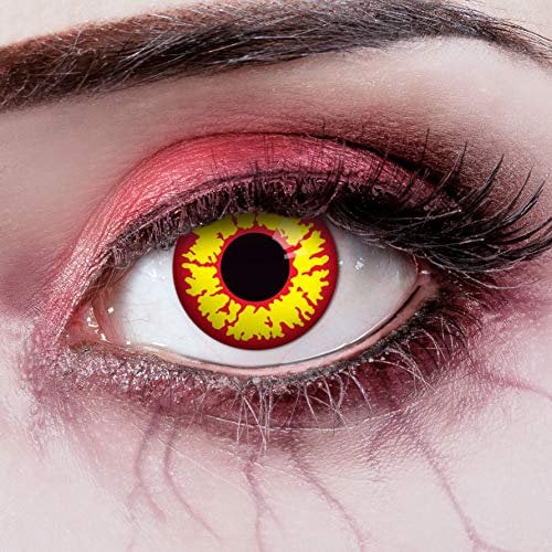 aricona Kontaktlinsen Farblinsen - rot-gelbe Kontaktlinsen – deckende Kontaktlinsen ohne Stärke für Halloween und Kostüm-Partys