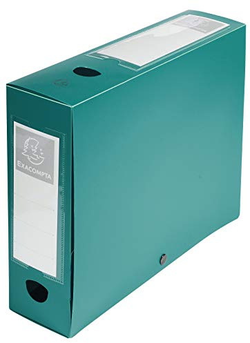 Exacompta 59833E 10er Pack Sammelbox OPAK 80mm mit Druckknopf aus blickdichtem Kunststoff für DIN A4 Archivbox Heftbox Zeichenbox Sammelmappe grün