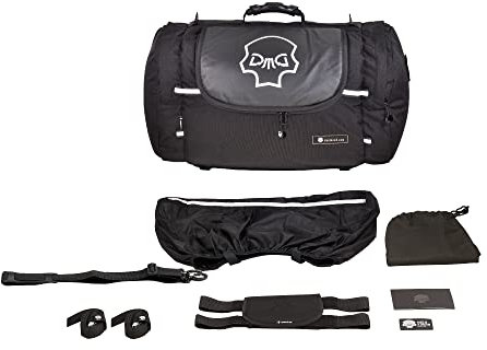 DEEMEED Motorrad Hecktasche, Rollenform, aus wasserdichtem Cordura und italienischem Leder, 13,5 Gallonen Fassungsvermögen + zusätzliche Regenhülle inklusive (Cordura & Leder, L (51 L))