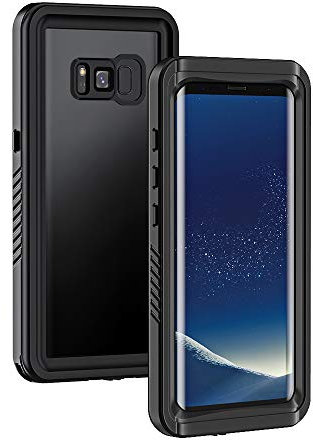 Lanhiem kompatibel mit Samsung Galaxy S8 Hülle, IP68 Wasserdicht Handyhülle 360 Grad Schutzhülle, Stoßfest Staubdicht Outdoor Panzerhülle mit Eingebautem Displayschutz, Schwarz
