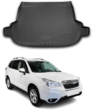 Kofferraummatte Kofferraumwanne kompatibel mit Subaru Forester IV 2013-2018 Gummi TPE Schwarz
