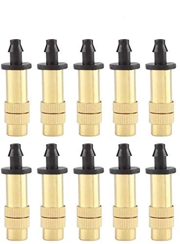Wifehelper 10Pcs Watering Nozzle, Adjustable Copper Irrigation Nozzle Water Fog Sprinkler Head Micro Misting Garden Greenhouse Seedlings Accessories