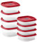 Rubbermaid 2108392 Easy Find Vented Lids Food Storage, Set of 8 (16 Pieces Total) Plastic Meal Prep Containers, Red