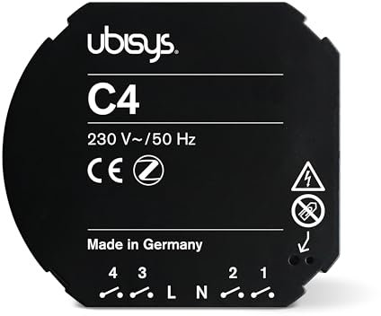 ubisys Bedieneinheit C4 (Series 2): Zigbee + Bluetooth | Zigbee Direct Device | Ohne Gateway konfigurierbar | Verknüpfbar mit anderen ubisys Komponenten, um z. B. Leuchten und Jalousien zu steuern.