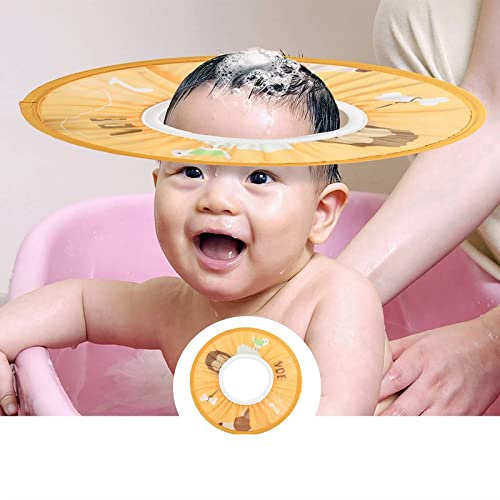 Gorro de baño para bebés Champú seguro Gorro de ducha Cabeza de bañera Cabeza enjuagadora para el cabello Protección Niños y niños evitan que el agua entre en los ojos y los oídos(naranja)