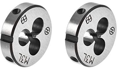 sourcing map 2St Metrische Runde Schneideisen Maschinen Linksgewinde Legierter Werkzeugstahl M3