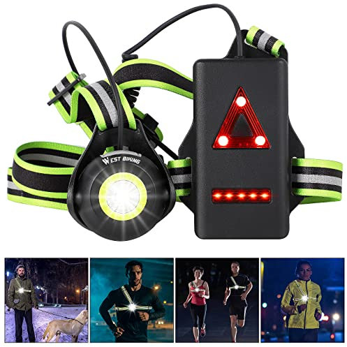 ICOCOPRO Lauflicht mit Reflektoren, 90 ° Verstellbares LED Brustlicht Wasserdicht, USB Wiederaufladbar 500 Lumen Lauflampe mit Rotes Licht für Laufen, Joggen, Angeln, Campen (Black)