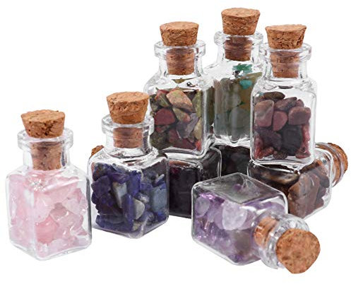 EXCEART 30 Sätze Edelsteinflasche Apothekergläser Mit Einzigartige Wunschflasche Treibende Flasche Wohnkultur Flasche Mit Korkverschluss Einmachglas Natürliches Erz Kies Kleiner Krug