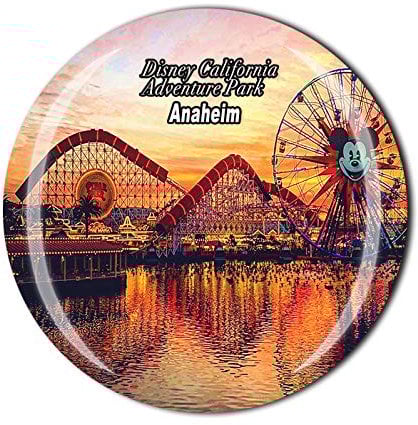 3D USA Disney California Adventure Park Anaheim Fridge Magnet Souvenir Crystal Glass Magnet Travel Souvenir Collection Gift Home Kitchen Decoration