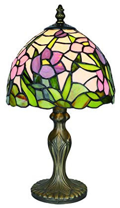 Tokira Tiffany Lampe de Table, 8 Pouces Petite Abat-jour Fleurs Style Ferme, Verre Multicolore E14 Retro Classique Veilleuse Chevet[Sans Ampoule]