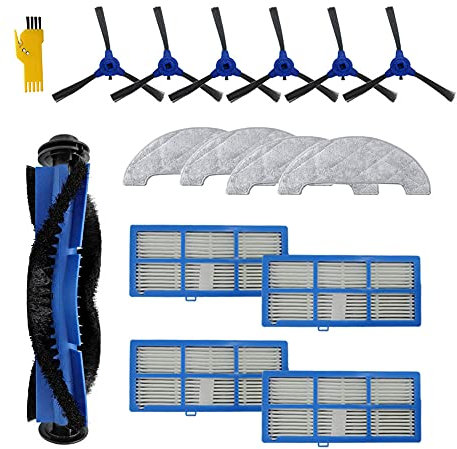 MIKONG Kit d'accessoires pour pièces de Rechange d'aspirateur Robot Proscenic 850T 15 Paquets Brosse Principale et Filtre et Brosse latérale et Chiffon de vadrouille