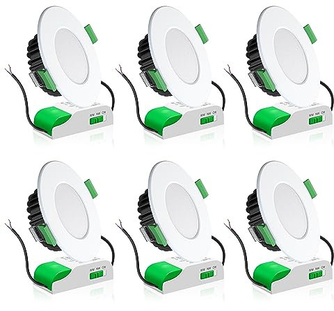ALUSSO LED Einbaustrahler 230V Flach LED Spots Dimmbar 8W IP44 Bad Einbauleuchten Deckenspots Deckenstrahler, Warmweiß 3000K Neutralweiß 4000K Kaltweiß 5700K Einbauspots für Badezimmer Küche, 6er Set