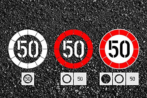 Schablone für Verkehrszeichen Zulässige Höchstgeschwindigkeit 50 km/h, Geschwindigkeit 50km/h