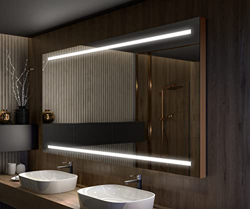 Artforma Badspiegel 120x80 cm mit LED Beleuchtung und Abdeckung- Wählen Sie Zubehör - Individuell Nach Maß - Beleuchtet Wandspiegel Lichtspiegel Badezimmerspiegel - LED Farbe zu Wählen L23