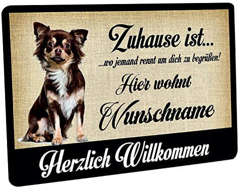 Crealuxe Fussmatte Chihuahua Zuhause ist wo jemand rennt um Dich zu begrüßen - (Wunschname) - Fussmatte Bedruckt Türmatte Innenmatte Schmutzmatte
