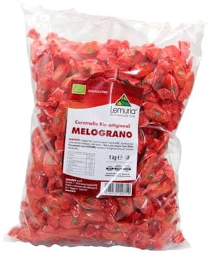 Lemuria - CARAMELLE Biologiche Artigianali al MELOGRANO - Utili come Antiossidanti, Senza Glutine e Senza Zucchero - 1 kg