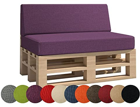 chilly pilley Palettenkissen Gartenkissen Palettenauflage Palettenpolster Indoor Outdoor Waschbar Abnehmbar Sitzkissen Rückenkissen (2er Set, Violett)