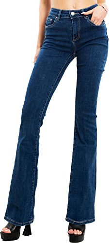 Toocool - Jeans Donna Pantaloni Skinny Elasticizzati Zampa Elefante Campana Nuovi AF108 [XS,M7053 Blu Scuro]