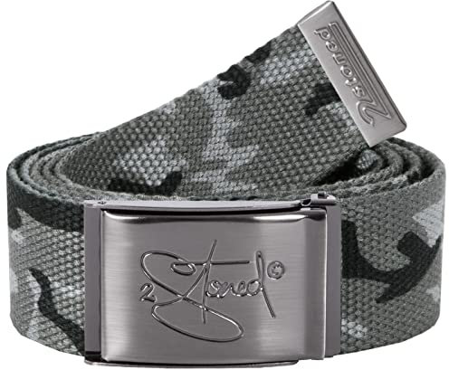 2Stoned Gürtel Stoffgürtel Ice Camo, matte Schnalle Classic, 4 cm breit, Koppelgürtel für Damen und Herren