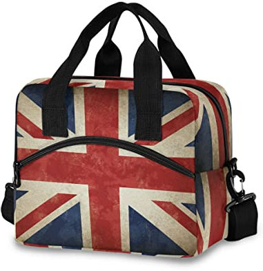 Insulated Lunch Bag for Women Men Vintage Uk England Flag Union Jack Lunch Box Reusable Lunch Cooler Bag Large Lunch Tote Bag for Work Picnic Travel School
