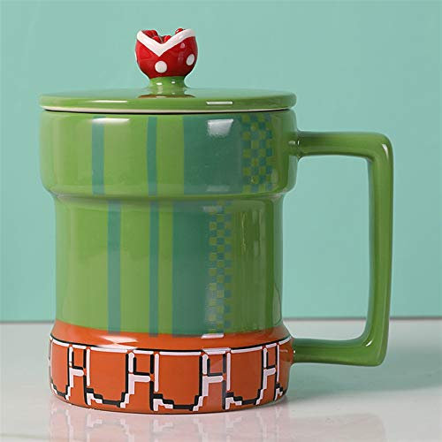 Tazas de Té Taza creativa Juego de dibujos animados Super Mario Alcantarilla Pixel 3D Taza de café con las aberturas de la mano Taza de transmisión de cerámica for el regalo de cumpleaños Nuevo Tazas